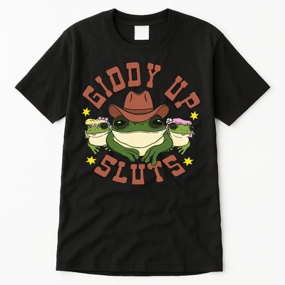 Giddy Up Sluts Funny Western Cow Ranch Rodeo Frog Tall T-Shirt