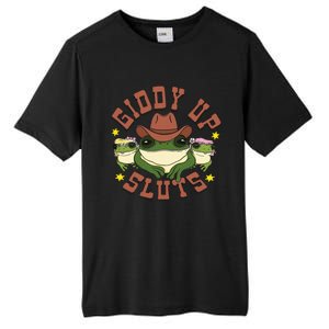 Giddy Up Sluts Funny Western Cow Ranch Rodeo Frog Tall Fusion ChromaSoft Performance T-Shirt