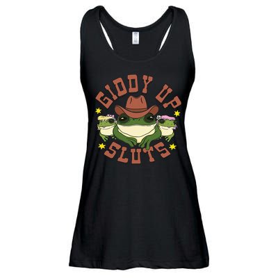 Giddy Up Sluts Funny Western Cow Ranch Rodeo Frog Ladies Essential Flowy Tank