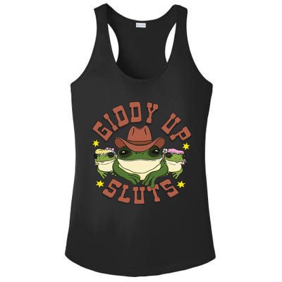 Giddy Up Sluts Funny Western Cow Ranch Rodeo Frog Ladies PosiCharge Competitor Racerback Tank