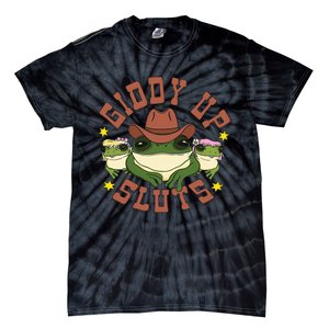 Giddy Up Sluts Funny Western Cow Ranch Rodeo Frog Tie-Dye T-Shirt