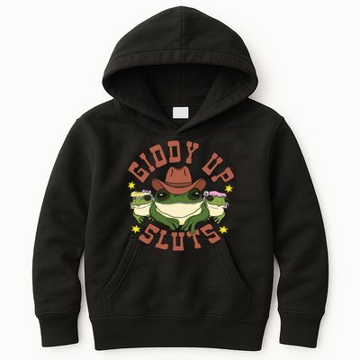 Giddy Up Sluts Funny Western Cow Ranch Rodeo Frog Kids Hoodie