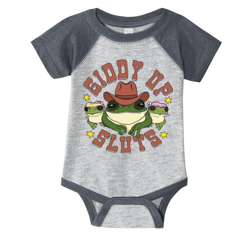 Giddy Up Sluts Funny Western Cow Ranch Rodeo Frog Infant Baby Jersey Bodysuit