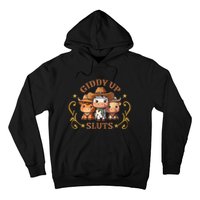 Giddy Up Sluts Funny Western Cowgirl Ranch Rodeo Country Cow Hoodie