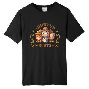 Giddy Up Sluts Funny Western Cowgirl Ranch Rodeo Country Cow Tall Fusion ChromaSoft Performance T-Shirt