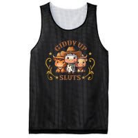 Giddy Up Sluts Funny Western Cowgirl Ranch Rodeo Country Cow Mesh Reversible Basketball Jersey Tank