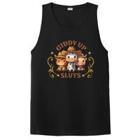 Giddy Up Sluts Funny Western Cowgirl Ranch Rodeo Country Cow PosiCharge Competitor Tank