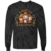 Giddy Up Sluts Funny Western Cowgirl Ranch Rodeo Country Cow Tie-Dye Long Sleeve Shirt