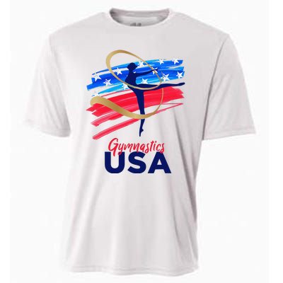 Gymnastics USA Support the Team USA Flag Cooling Performance Crew T-Shirt