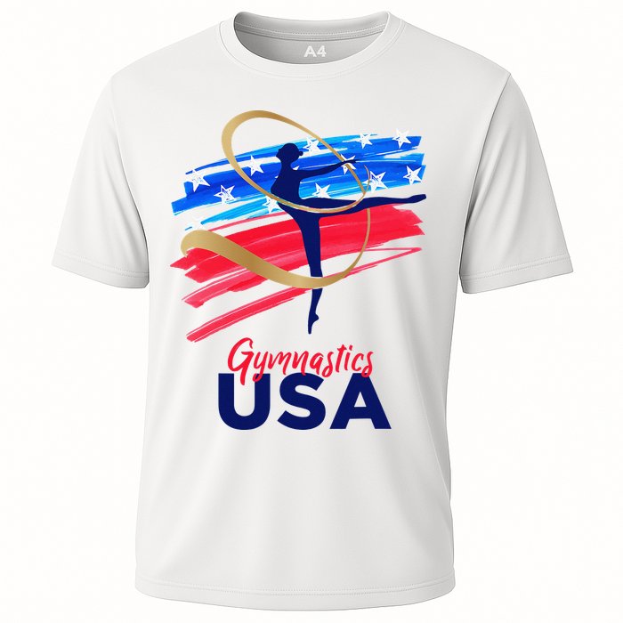 Gymnastics USA Support the Team USA Flag Cooling Performance Crew T-Shirt