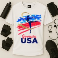 Gymnastics USA Support the Team USA Flag Cooling Performance Crew T-Shirt