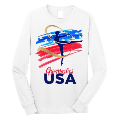 Gymnastics USA Support the Team USA Flag Long Sleeve Shirt