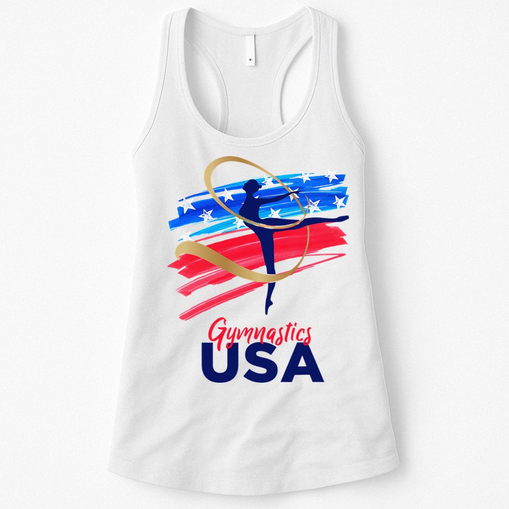 Gymnastics USA Support the Team USA Flag Womens Tank Top