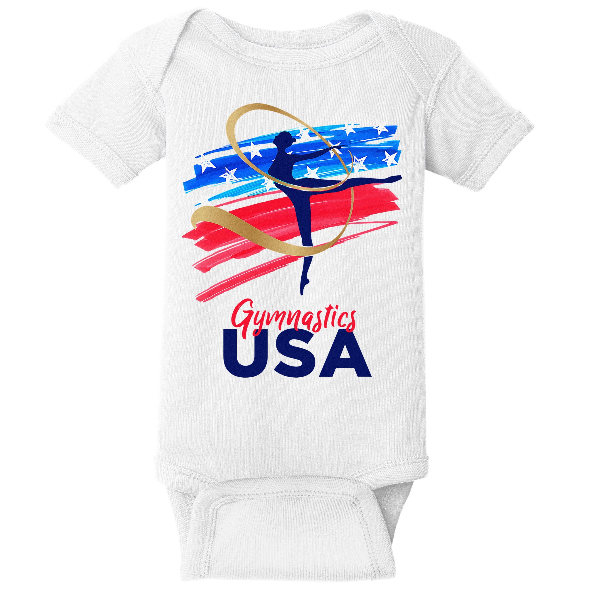 Gymnastics USA Support the Team USA Flag Baby Bodysuit