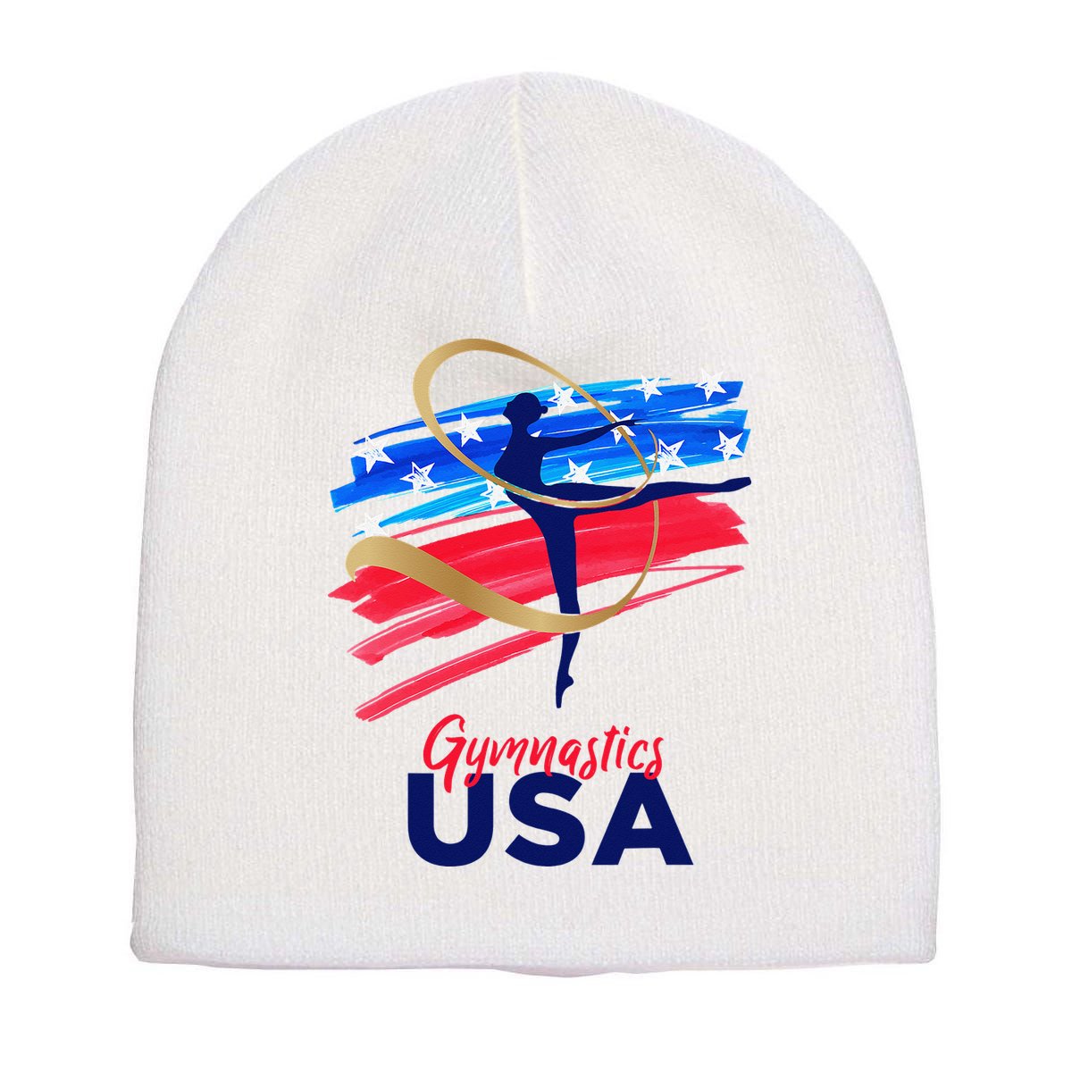 Gymnastics USA Support the Team USA Flag Short Acrylic Beanie