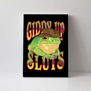 Giddy Up Sluts Funny Western Ranch Cowgirl Rodeo Frog Canvas