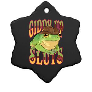 Giddy Up Sluts Funny Western Ranch Cowgirl Rodeo Frog Ceramic Star Ornament