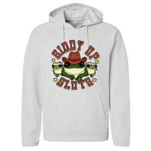 Giddy Up Sluts Frog Funny Performance Fleece Hoodie