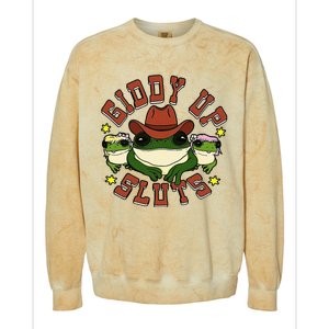 Giddy Up Sluts Frog Funny Colorblast Crewneck Sweatshirt