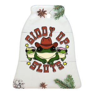 Giddy Up Sluts Frog Funny Ceramic Bell Ornament