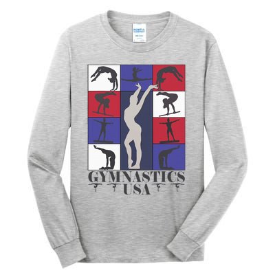 Gymnastics Usa Support The Team Sport American Flag Lover Tall Long Sleeve T-Shirt