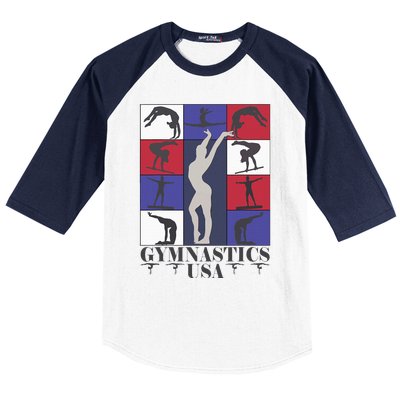 Gymnastics Usa Support The Team Sport American Flag Lover Baseball Sleeve Shirt