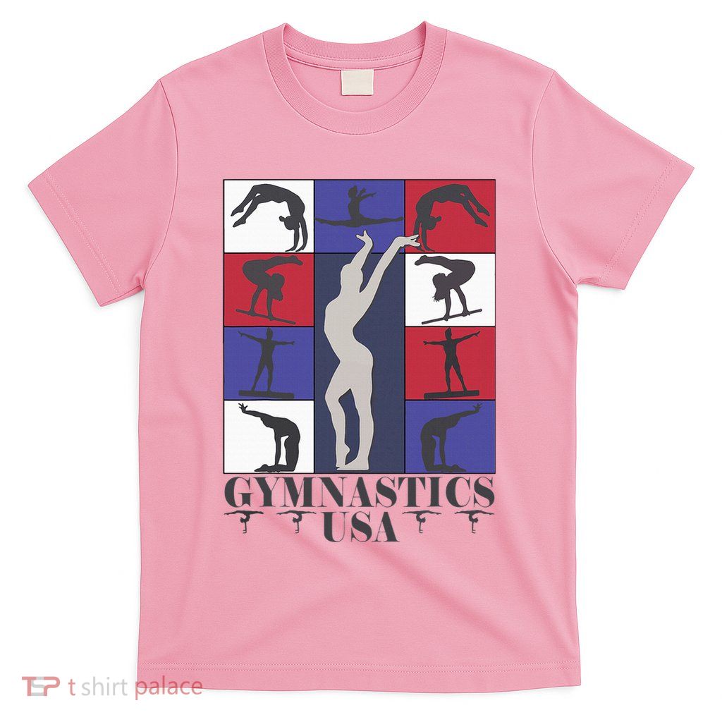 Gymnastics Usa Support The Team Sport American Flag Lover T-Shirt