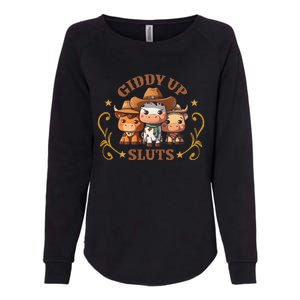 Giddy Up Sluts Funny Western Cowgirl Ranch Rodeo Country Cow Womens California Wash Sweatshirt