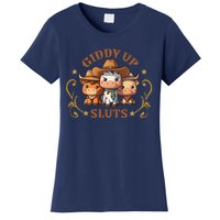 Giddy Up Sluts Funny Western Cowgirl Ranch Rodeo Country Cow Women's T-Shirt