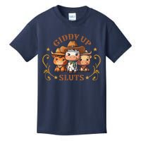 Giddy Up Sluts Funny Western Cowgirl Ranch Rodeo Country Cow Kids T-Shirt