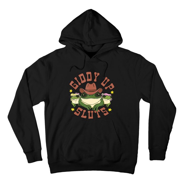 Giddy Up Sluts Funny Western Cowgirl Ranch Rodeo Frog Hoodie