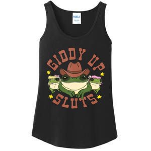 Giddy Up Sluts Funny Western Cowgirl Ranch Rodeo Frog Ladies Essential Tank