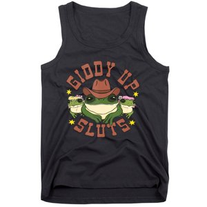 Giddy Up Sluts Funny Western Cowgirl Ranch Rodeo Frog Tank Top