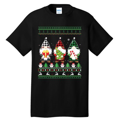 Gnome Ugly Sweater Funny Christmas Family Pajamas Gnomes Tall T-Shirt