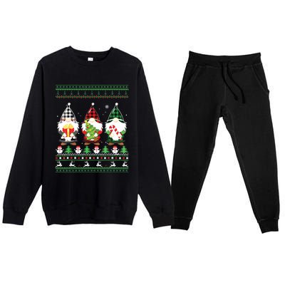 Gnome Ugly Sweater Funny Christmas Family Pajamas Gnomes Premium Crewneck Sweatsuit Set