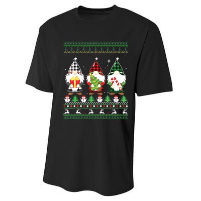 Gnome Ugly Sweater Funny Christmas Family Pajamas Gnomes Performance Sprint T-Shirt