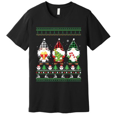 Gnome Ugly Sweater Funny Christmas Family Pajamas Gnomes Premium T-Shirt