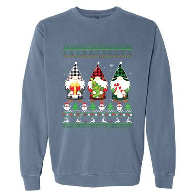 Gnome Ugly Sweater Funny Christmas Family Pajamas Gnomes Garment-Dyed Sweatshirt