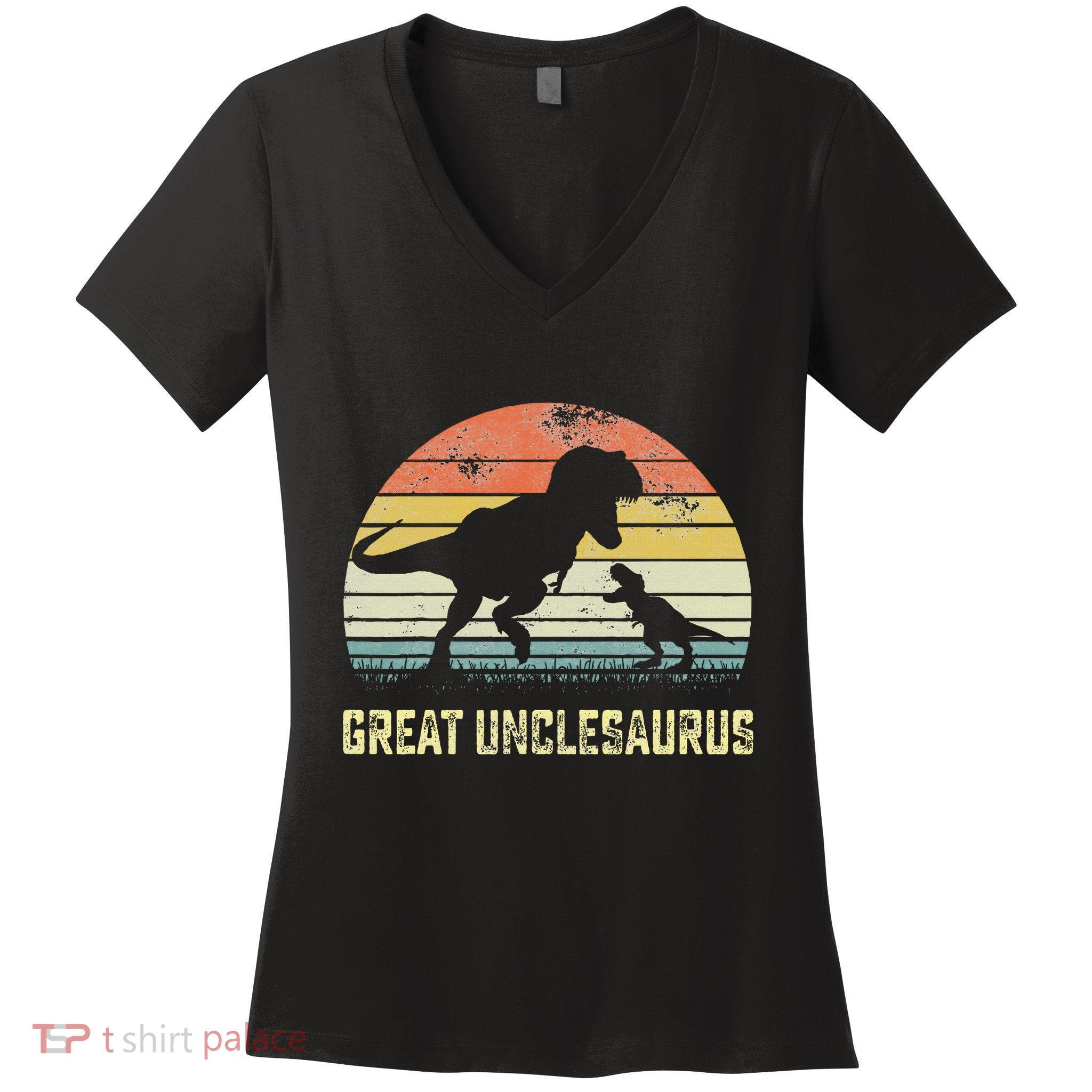 Great Unclesaurus T Rex Dinosaur Great Uncle Saurus Women's V-Neck T-Shirt