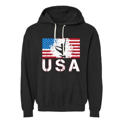 Gymnastics Usa Team American Flag Heart Us Gymnast Garment-Dyed Fleece Hoodie