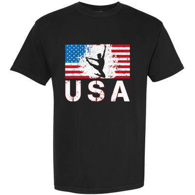 Gymnastics Usa Team American Flag Heart Us Gymnast Garment-Dyed Heavyweight T-Shirt