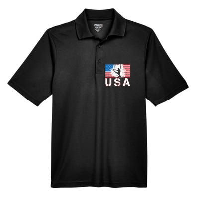 Gymnastics Usa Team American Flag Heart Us Gymnast Men's Origin Performance Piqué Polo