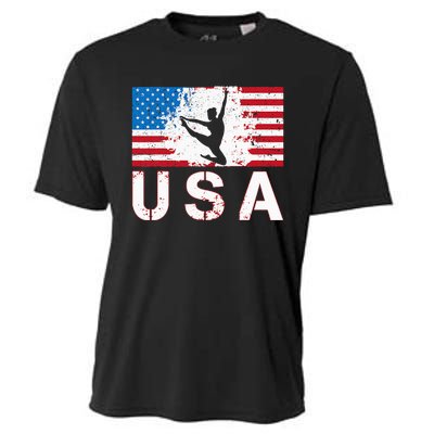 Gymnastics Usa Team American Flag Heart Us Gymnast Cooling Performance Crew T-Shirt