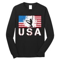 Gymnastics Usa Team American Flag Heart Us Gymnast Long Sleeve Shirt