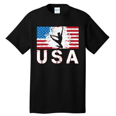 Gymnastics Usa Team American Flag Heart Us Gymnast Tall T-Shirt