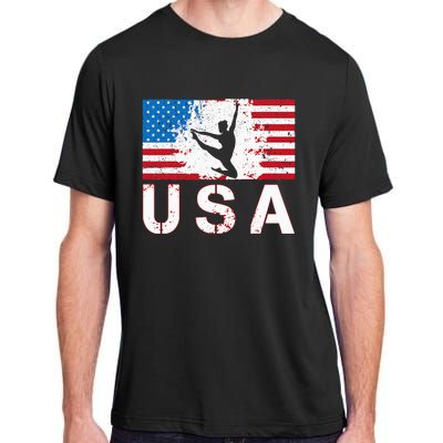 Gymnastics Usa Team American Flag Heart Us Gymnast Adult ChromaSoft Performance T-Shirt