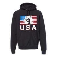 Gymnastics Usa Team American Flag Heart Us Gymnast Premium Hoodie