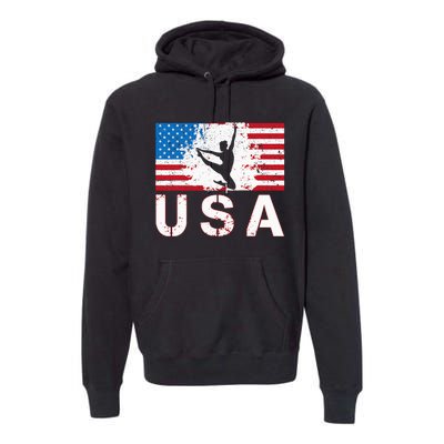 Gymnastics Usa Team American Flag Heart Us Gymnast Premium Hoodie