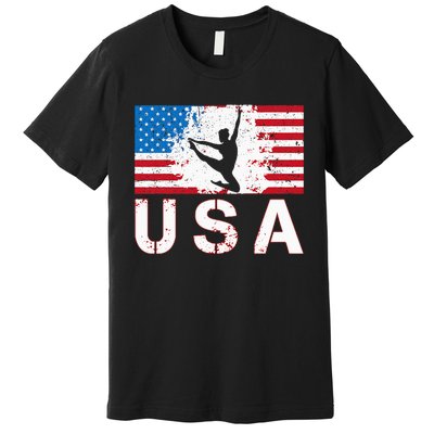 Gymnastics Usa Team American Flag Heart Us Gymnast Premium T-Shirt