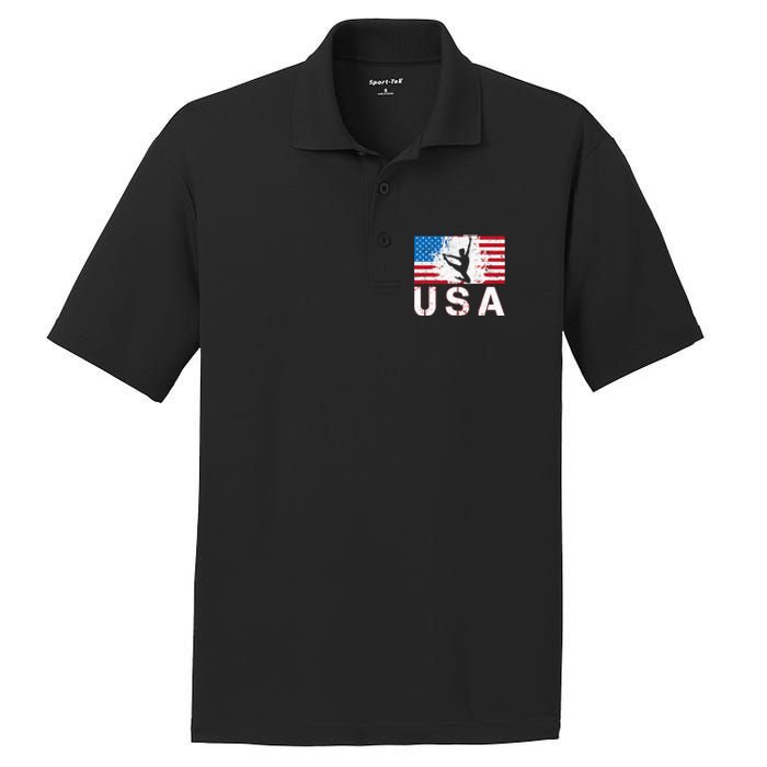 Gymnastics Usa Team American Flag Heart Us Gymnast PosiCharge RacerMesh Polo